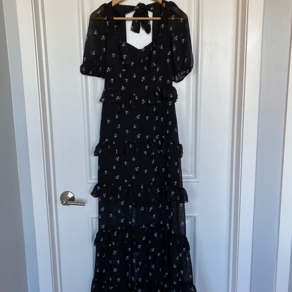 Wayf Bustier Tiered Ruffle Maxi Dress
